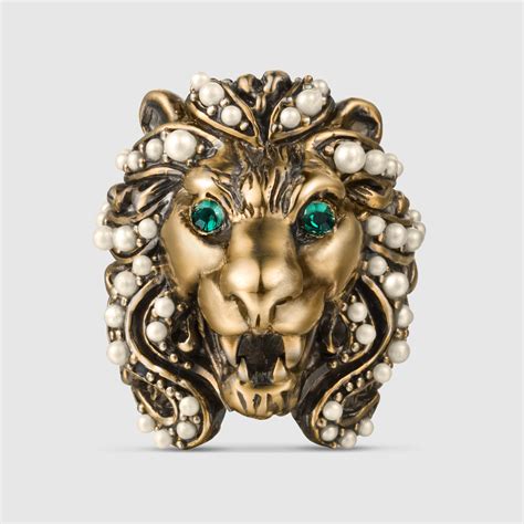 gucci lion hesd ring|gucci lion mane ring.